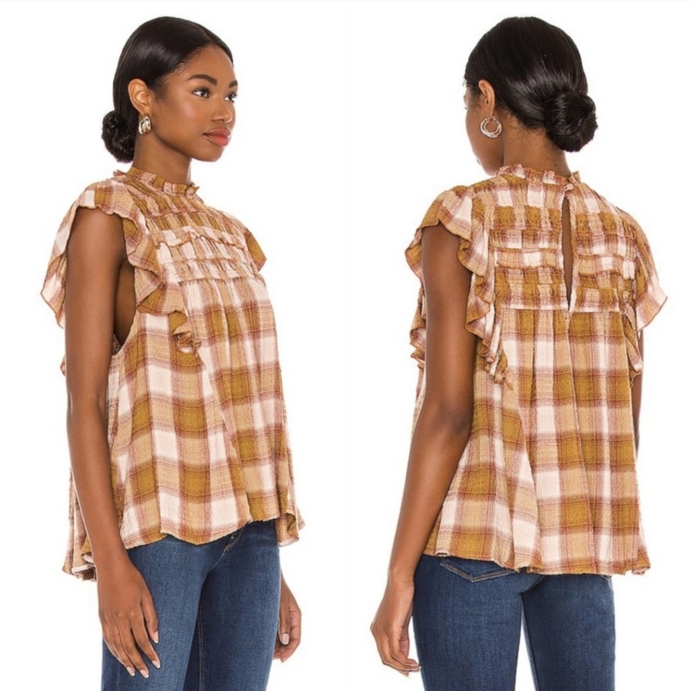Free People Not‎ Your Average Girl Plaid Top